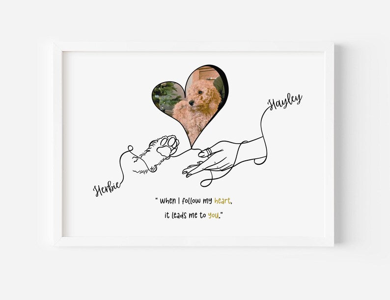 Custom Dog Mum Gift, Personalised Dog and Owner Line Drawing with Photo & Quote, Dog Memorial Gift, Pet Loss, Dog Lover Keepsake, Digital