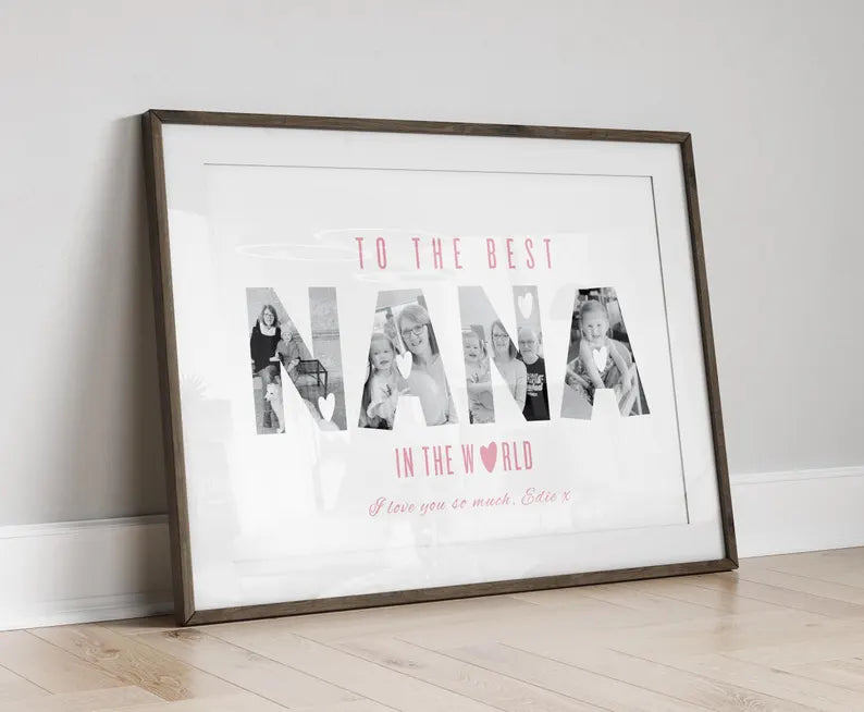 Custom Nana Gift, Nana Birthday Print, Nana Photo Frame with Text, Framed Nana Picture Gift, Decor, Nana Thank You Present for Nanny Nanna
