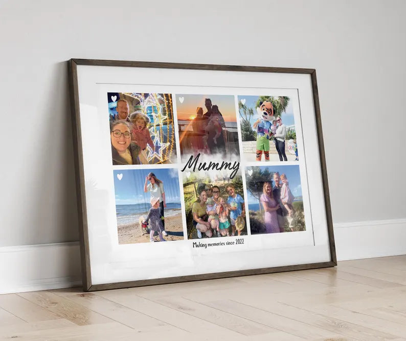 Personalised Mum Photo Gift, Mothers Birthday Gift, Picture Board for Mum Dad, Birthday Photo Gift, Family Photo Print, First Mothers Day