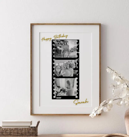 Personalised Happy Birthday Signature Print, Birthday Gift Colleague, Signable Birthday Art, Milestone Photo Family Gift, Customisable Print