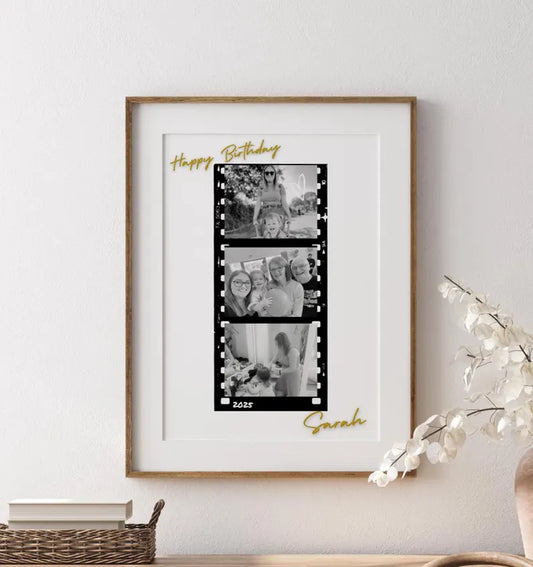Personalised Happy Birthday Signature Print, Birthday Gift Colleague, Signable Birthday Art, Milestone Photo Family Gift, Customisable Print