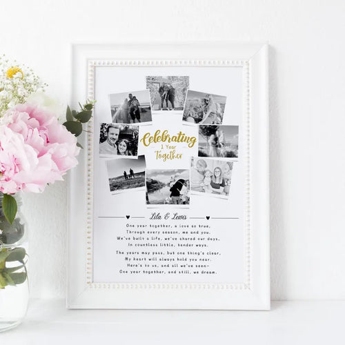 First Wedding Anniversary Personalised Photo Collage, Paper Anniversary Gift, 1 Year Anniversary Celebration, Polaroid Photo Gift, Wedding