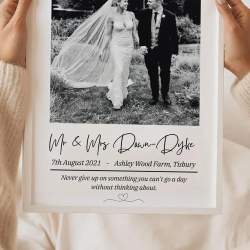 Personalised Wedding Photo Print, Just Married Wedding Keepsake, Wedding Day Photo, Wedding Gift, Post Honeymoon Gift Anniversary Gift Idea