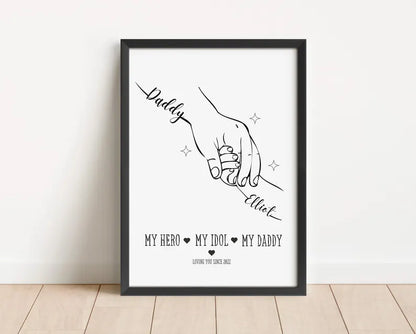 Custom Daddy and Child Gift, Father's Day Gift, Father Birthday Print, Personalised Daddy Wall Art, Son Daughter to Dad Poster, New Daddy