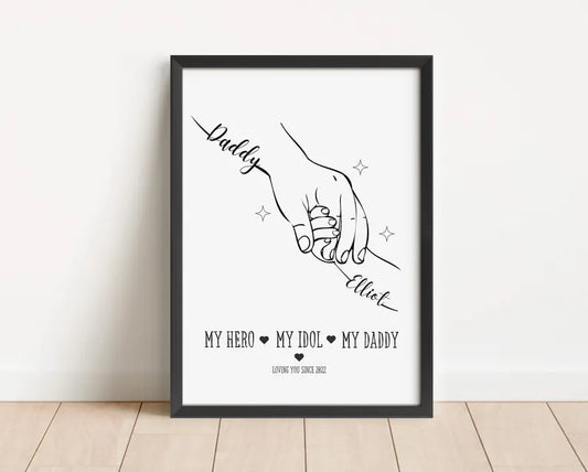 Custom Daddy and Child Gift, Father's Day Gift, Father Birthday Print, Personalised Daddy Wall Art, Son Daughter to Dad Poster, New Daddy