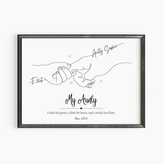 Personalised Auntie Print, Custom Aunt and Niece Gift, Minimalist Line Art, Aunt Keepsake, New Aunty Birthday Gift, My Auntie Since Print
