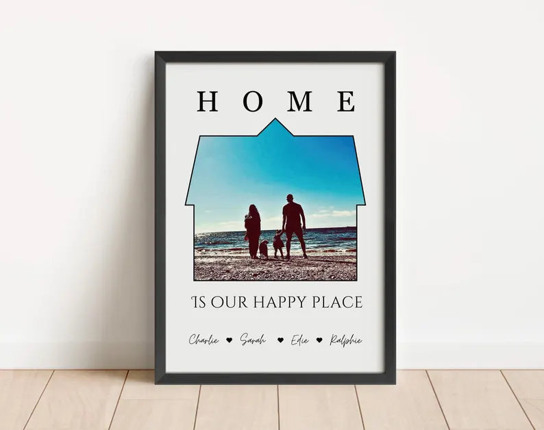 Custom Housewarming Family Gift, Personalised Home Wall Art, New Home Picture Frame, Family Name Gift, New Home Decor, Anniversary House Art