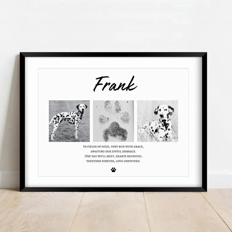 Personalised Pet Memorial Print, Custom Dog Loss Gift, Pet Remembrance Wall Art, Pet Memorial, Pet Sympathy Gift, Nose Paw Print Keepsake