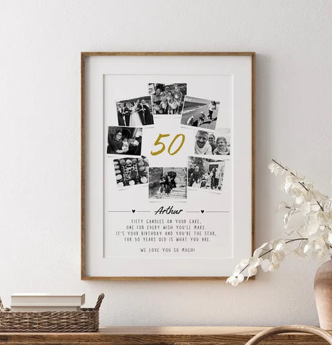 Personalised 50th Birthday Photo Collage, 50th Birthday Gift, 50th Celebrartion Party Decor, 50th Gift Mother Father Friend, Polaroid Art