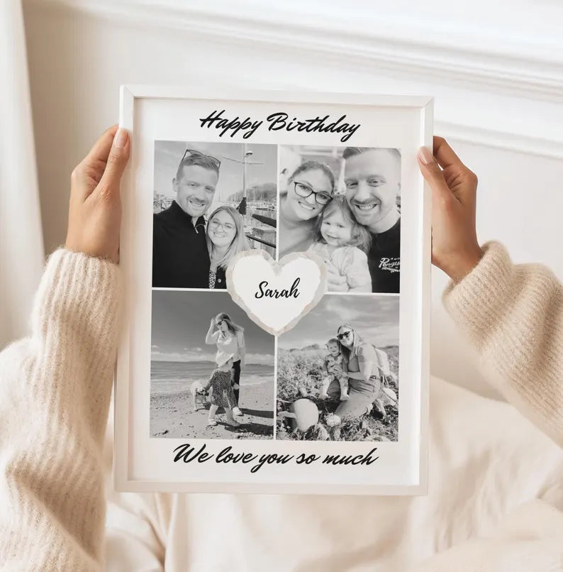 Custom Birthday Gift for Her, Personalised Photo Collage, Birthday Gift for Wife, Sister, Best Friend, Meaningful Wall Art, Keepsake Decor