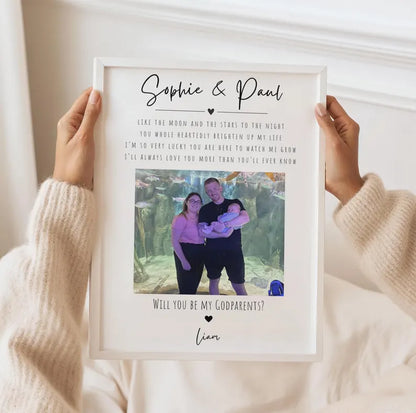 Godparents Proposal Prin, Custom Godparents Photo Gift, Godmother Suprise Wall Art, Gift for Godfather from Godson Goddaughter, Framed Gift