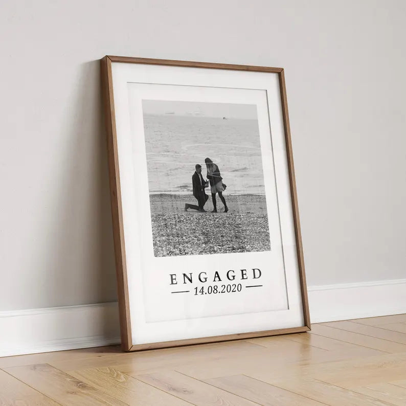 Personalised Engagement Gift, Engaged Photo Gift Couple, Custom Photo Print for Fiance, Husband Wife to Be, Valentines Day Gift, Anniversary