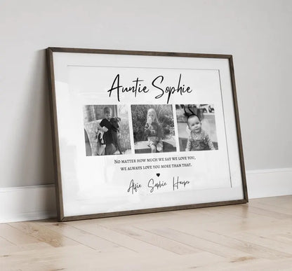 Custom Auntie Photo Gift, Personalised Aunt Print from Niece Nephew, Aunt Birthday Keepsake, Unqiue Aunty Gift, Birthday Gift for Sister