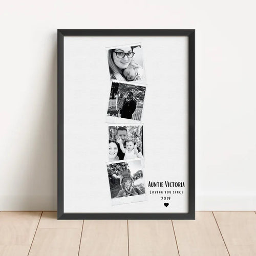 Custom Auntie Photo Collage Print, Personalised Birthday Gift for Aunt, Polaroid Style Family Photo Display, Auntie Gift from Nephew Niece