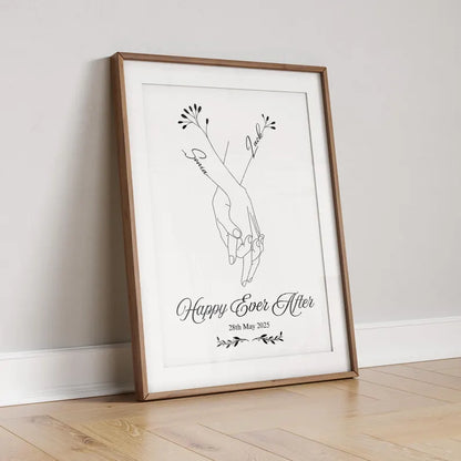 Personalised Wedding Print, Holding Hands Line Art, Custom Couple Names, Minimalist Wall Art, Anniversary Gift for Her, Engagement Gift Art