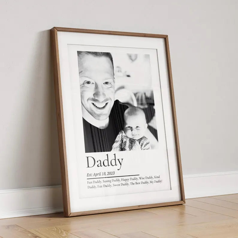 Personalised Dad Gift Print, Custom Fathers Day Photo Gift from Child, New Daddy First Father's Day Gift, Dad Birthday Keepsake for Him
