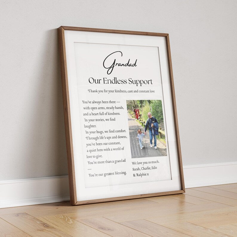 Personalised Grandad Gift, Custom Photo Frame for Dad, Father’s Day Gift from Grandchild, Sentimental Gift for Grandfather, Grandfather Gift