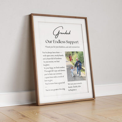 Personalised Grandad Gift, Custom Photo Frame for Dad, Father’s Day Gift from Grandchild, Sentimental Gift for Grandfather, Grandfather Gift