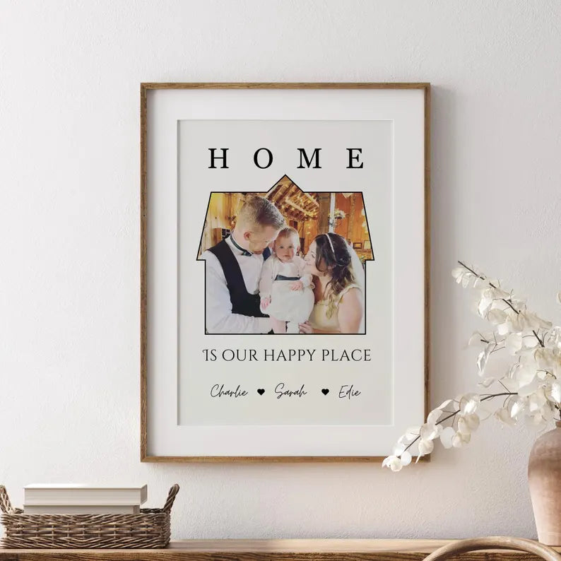 Custom Housewarming Family Gift, Personalised Home Wall Art, New Home Picture Frame, Family Name Gift, New Home Decor, Anniversary House Art