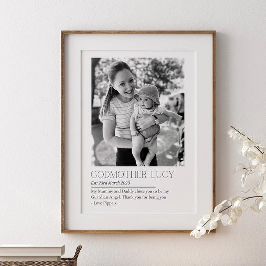 Personalised Photo Godmother Print, Gift from Godson Goddaughter, Godmother Birthday Gift, Christmas Gift, Mothers Day, Godparents Proposal