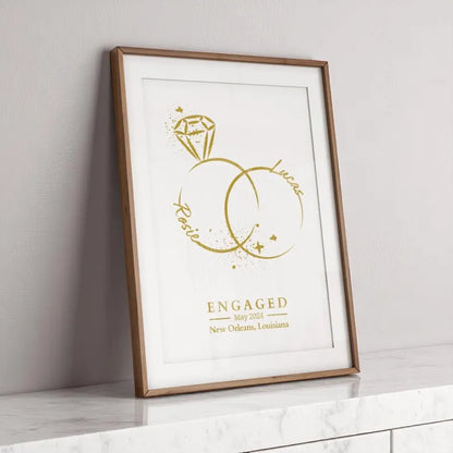 Personalised Engagement Gift, Custom Engagement Print, Engagement Keepsake, Engagement Announcement Sign, Engagement Wall Art, Ring Art