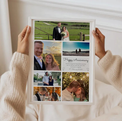 Personalised Anniversary Photo Collage, Custom Anniversary Gift, Wedding Anniversary Keepsake, Couple Photo Wall Art, Paper Anniversary Gift