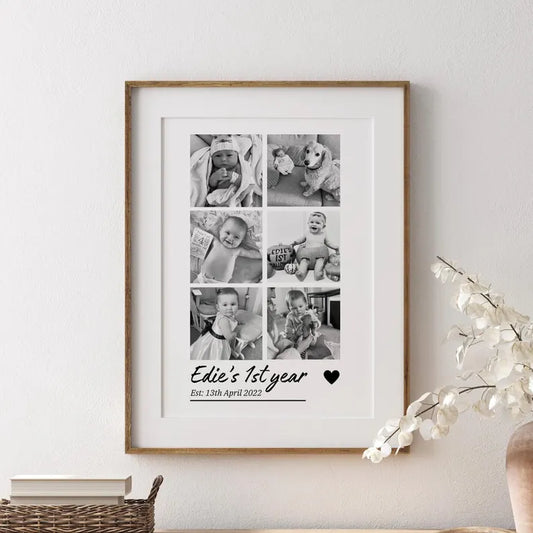 Personalised First Year in Photos Print, Newborn Photo Frame, Newborn Photos Poster, New Mum Wall Art, New Baby First Birthday Gift, Months