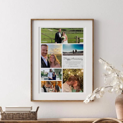 Personalised Anniversary Photo Collage, Custom Anniversary Gift, Wedding Anniversary Keepsake, Couple Photo Wall Art, Paper Anniversary Gift