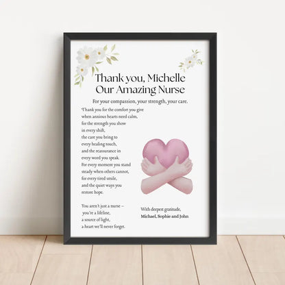 Nurse Appreciation Gift, Personalised Nurse Thank You Print, Gift for Nurse Retirement, Custom Nurse Wall Art, NHS Gift Idea, Special Nurse
