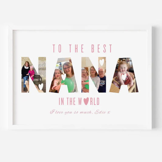Custom Nana Gift, Nana Birthday Print, Nana Photo Frame with Text, Framed Nana Picture Gift, Decor, Nana Thank You Present for Nanny Nanna