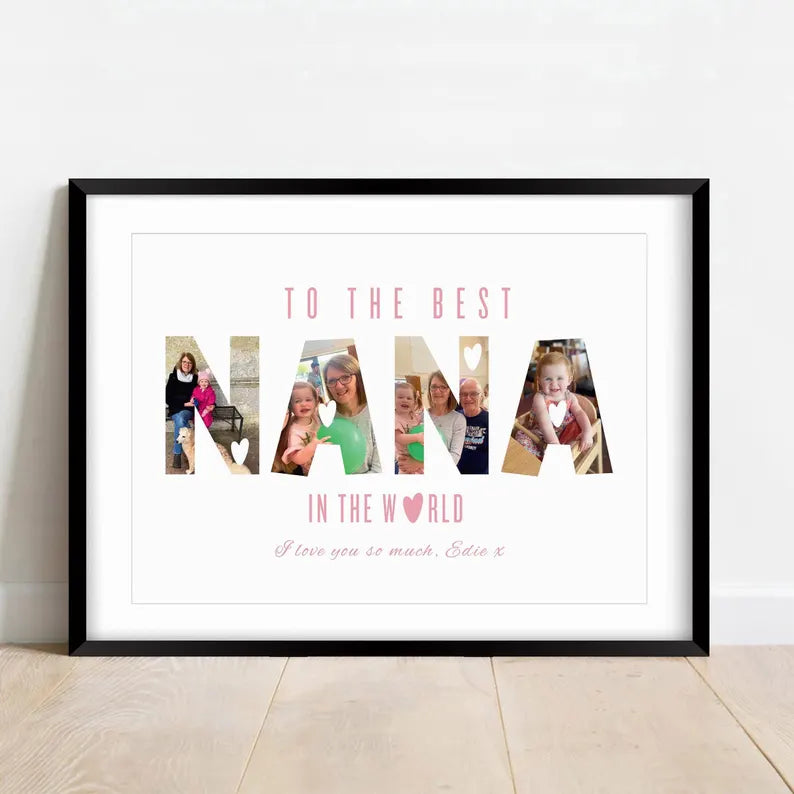 Custom Nana Gift, Nana Birthday Print, Nana Photo Frame with Text, Framed Nana Picture Gift, Decor, Nana Thank You Present for Nanny Nanna