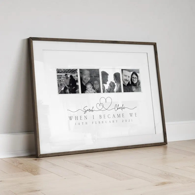 Anniversary Photo Print, Minimalist Line Art, Gift for Girlfriend Wife Fiance, Gift for Her Him, First Anniversary Celebration, Birthday