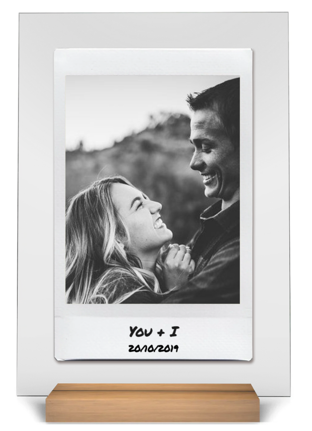 Personalised Polaroid Photo Plaque With Names and Date