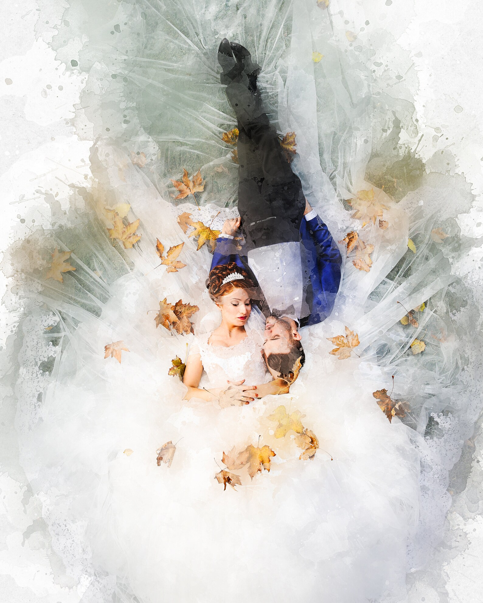 Personalised Watercolour Portrait - Photo to Watercoulor Paint, Family, Couple Printed On Canvas, Framed, Prints