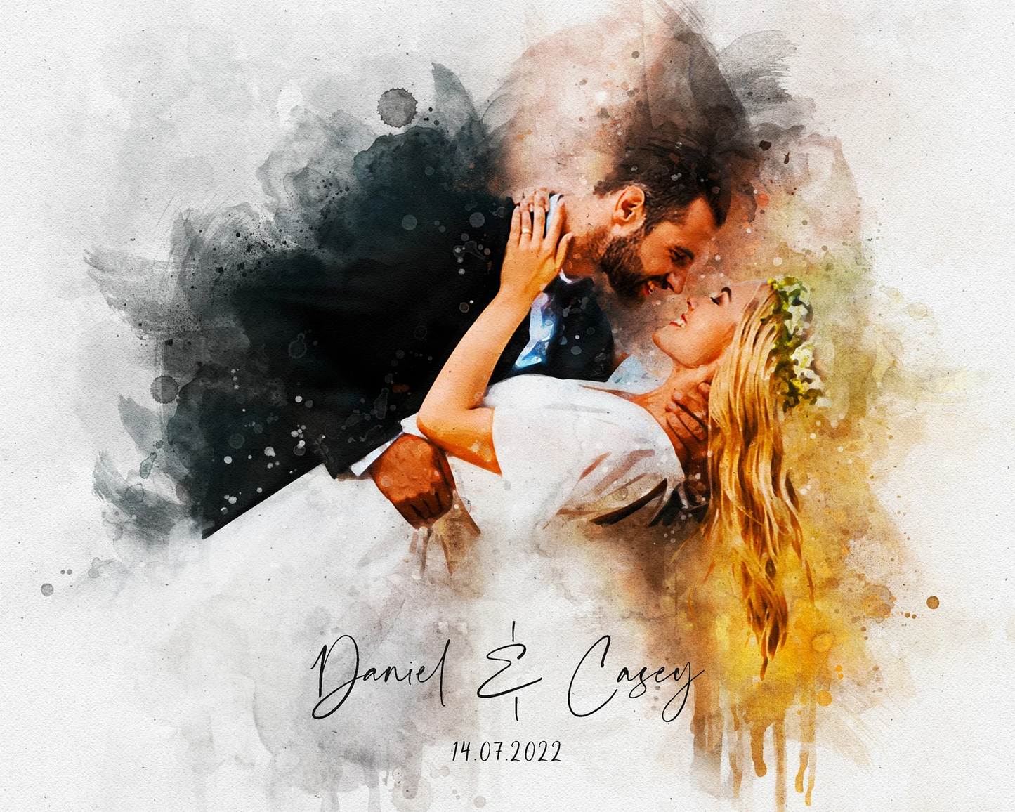 Custom Wedding Portrait - Watercolour Couple Illustration | Personalised Anniversary Gift, Handmade Painting from Photo