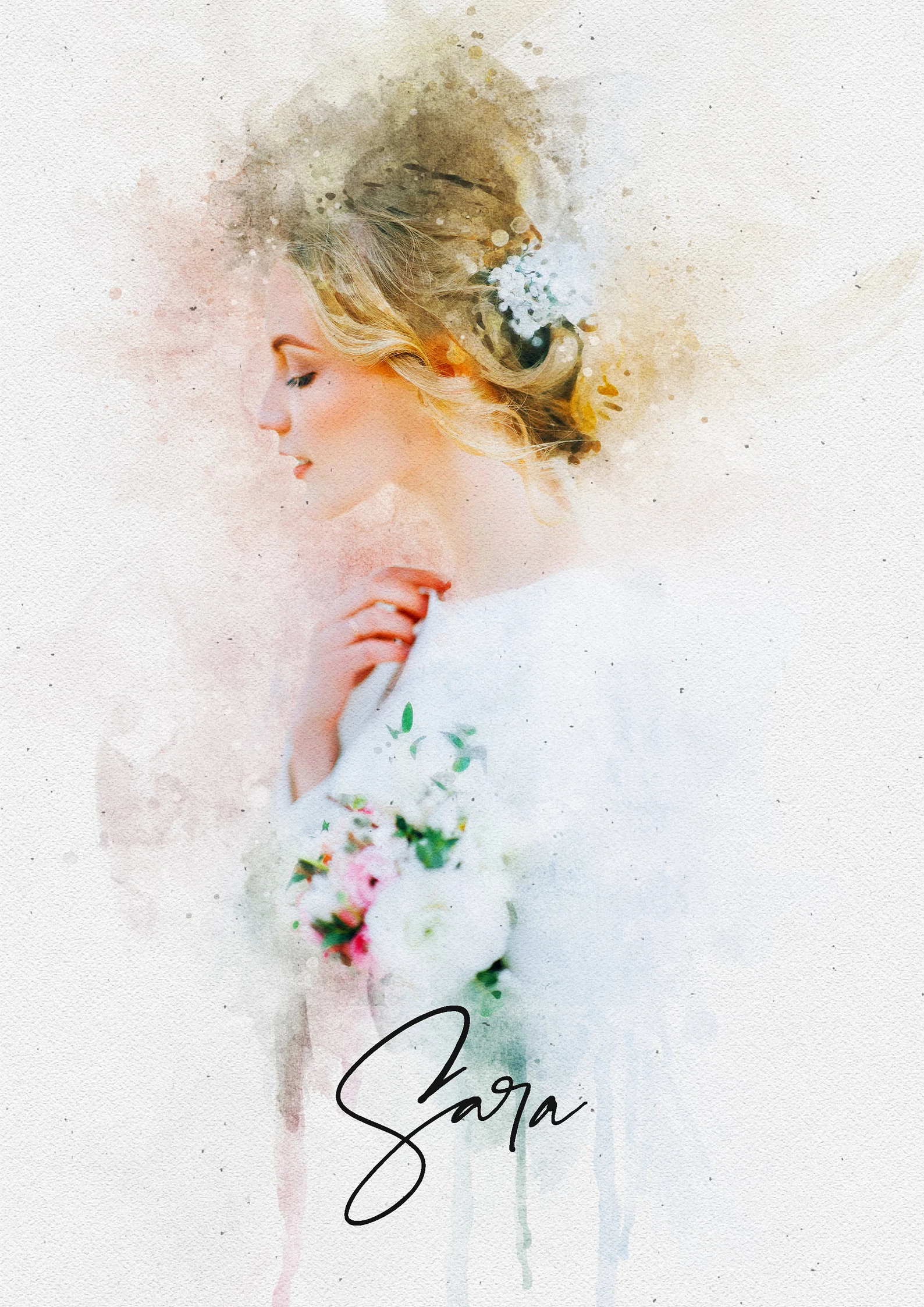 Personalised Wedding Portrait From Photo - Watercolour Couple Painting - Custom Anniversary Gift
