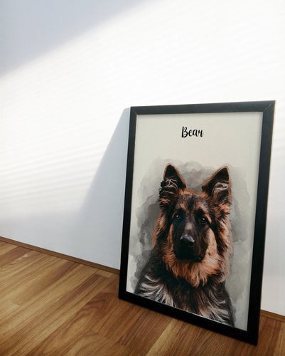 Watercolour Pet Portrait From Photo | Dog Portrait, | Pet Memorial Gift - Personalised Gift for Her