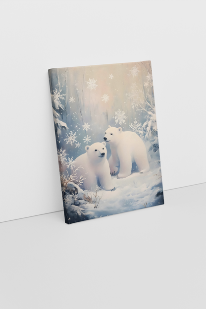 Christmas Art Print: Frosty Polar Bear Wonderland