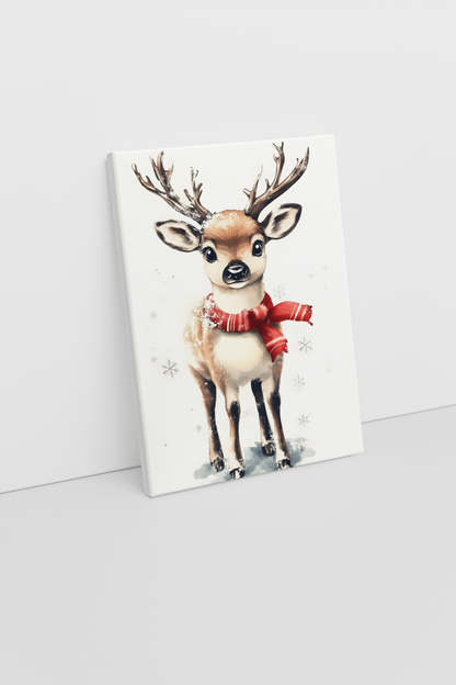Cute Christmas Reindeer Art Print - Festive Decor for Holiday Cheer