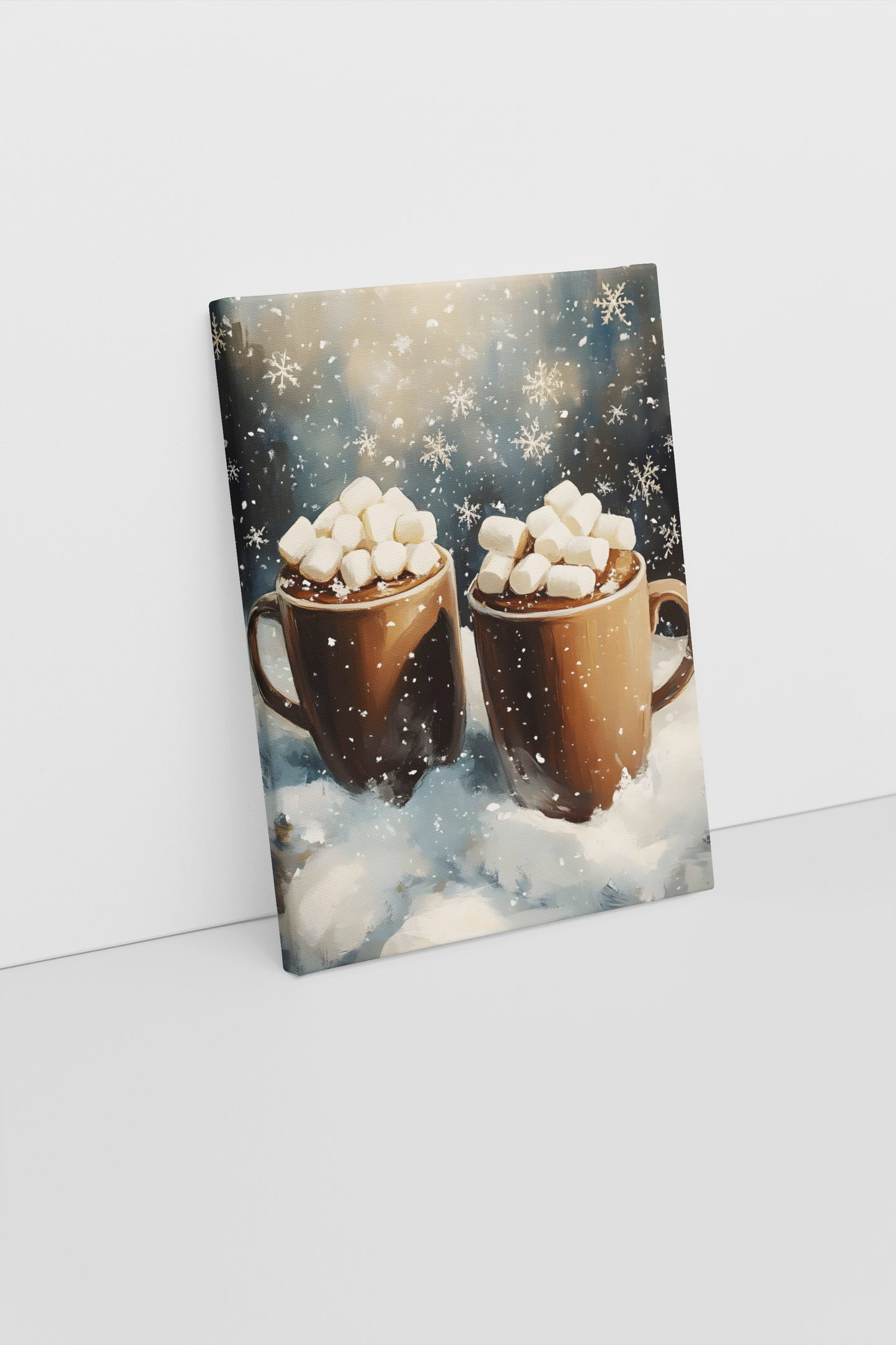 Hot Chocolate with Marshmallows Winter Wall Art – Cozy Holiday Decor for Christmas Ambiance
