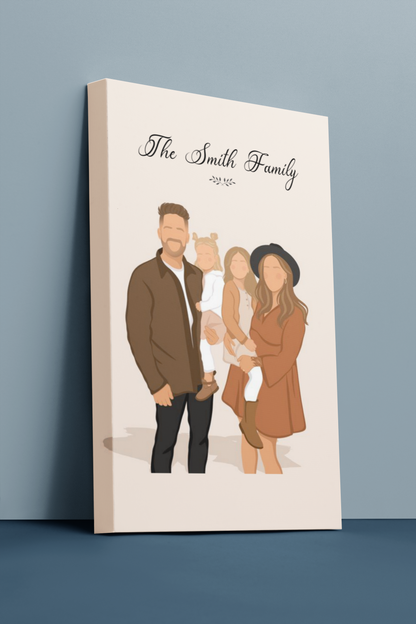 Personalised Illustration Faceless Family Portrait Canvas