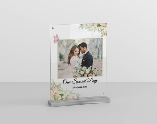 Personalised Acrylic Plaque with Pink Lily Floral design - Personalised Plaques
