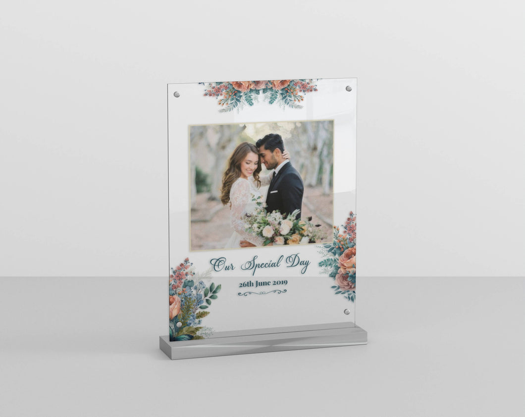 Personalised Acrylic Plaques with Your Photo and Rose Design