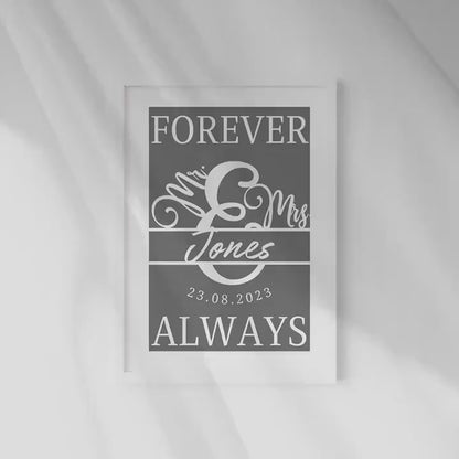 Custom Wedding Gift Keepsake, Wall Art for Her Him, Personalised Anniversary Poster Husband Wife, Wedding Keepsake, Special Date Anniversary