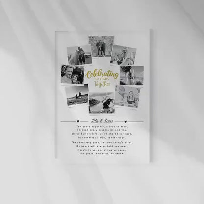 Custom 10th Anniversary Photo Collage, 10 Year Anniversary Gift, 10 Year Celebration, Polaroid Photo Decor, Tin Anniversary Gift for Wife