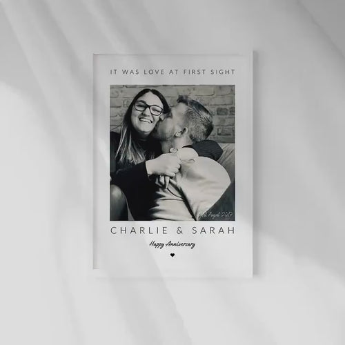 Personalised Anniversary Photo Print, Velentines Day Gift for Wife Husband, Couple Photo Framed for Her, Girlfriend Present Anniversary Gift