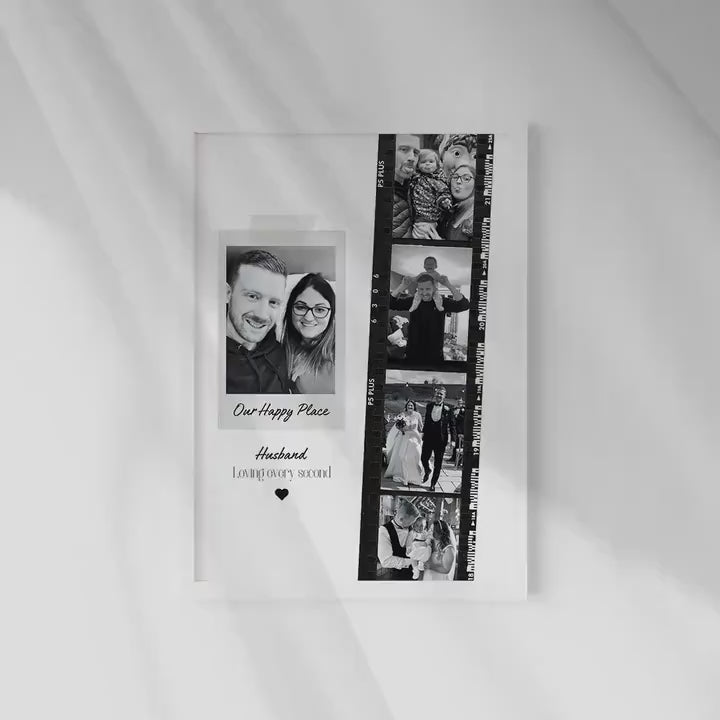 Personalised Husband Photo Collage Gift – Custom Couple Print with Film Strip Style – Romantic Anniversary or Valentine’s Day Gift for Him