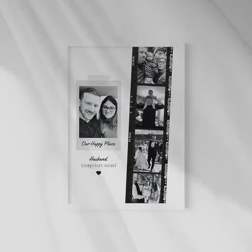 Personalised Husband Photo Collage Gift – Custom Couple Print with Film Strip Style – Romantic Anniversary or Valentine’s Day Gift for Him