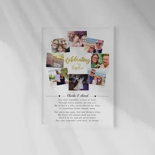 First Wedding Anniversary Personalised Photo Collage, Paper Anniversary Gift, 1 Year Anniversary Celebration, Polaroid Photo Gift, Wedding