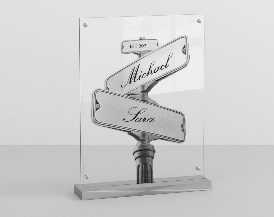 Personalised Acrylic Street Sign with Couple Names (Engagement, Valentine's Day)